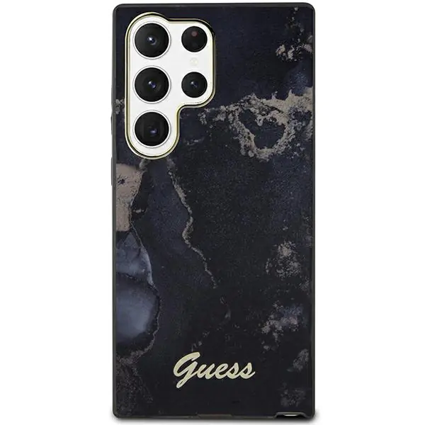 ⁨Guess GUHCS23LHTMRSK S23 Ultra S918 czarny/black hardcase Golden Marble Collection⁩ w sklepie Wasserman.eu