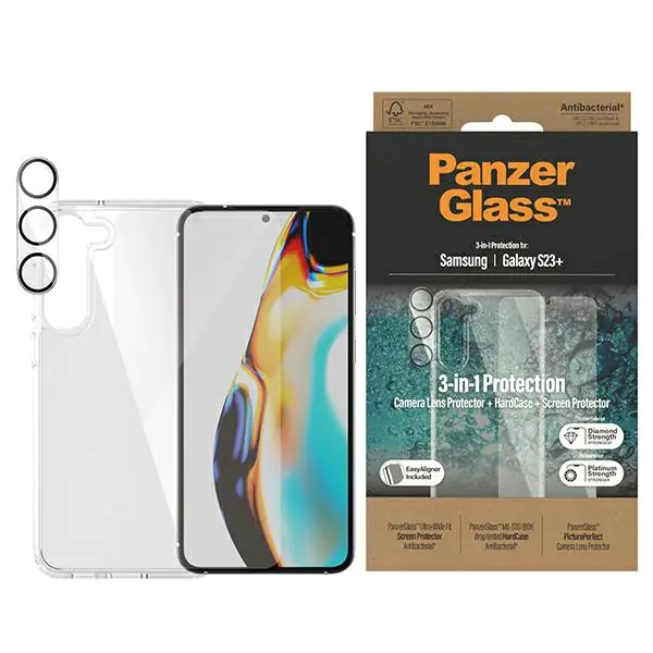 ⁨PanzerGlass Bundle 3in1 Sam S23+ S916 Hardcase + Screen Protector + Camera Lens 0434+7316⁩ w sklepie Wasserman.eu