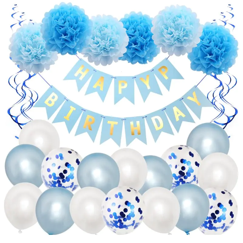 ⁨Zestaw Balonów HAPPY BIRTHDAY niebieskie 24szt BLN10⁩ w sklepie Wasserman.eu