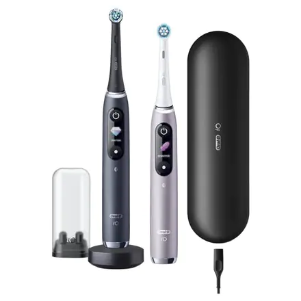 ⁨Oral-B Electric Toothbrush iO 9 Series Duo Rechargeable, Dla dorosłych, Liczba główek szczoteczki w zestawie 2, Black Onyx/Rose,⁩ w sklepie Wasserman.eu