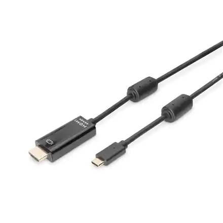 ⁨Przejściówka Digitus USB Type-C, Type-C do HDMI AM/M, 2.0m, 4K/60Hz, 18GB, bl, gold⁩ w sklepie Wasserman.eu