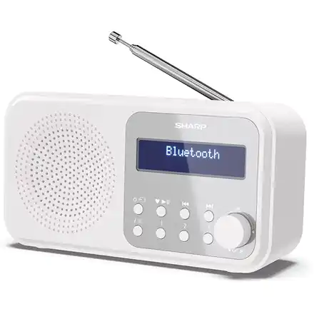⁨Przenośne radio cyfrowe Sharp DR-P420(WH) Tokyo, FM/DAB/DAB+, Bluetooth 5.0, USB lub zasilanie bateryjne, śnieżnobiały⁩ w sklepie Wasserman.eu