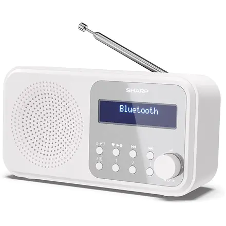 ⁨Sharp DR-P420(WH) Tokyo Portable Digital Radio, FM/DAB/DAB+, Bluetooth 5.0, USB or Battery Powered, Snowy White Sharp | White |⁩ w sklepie Wasserman.eu