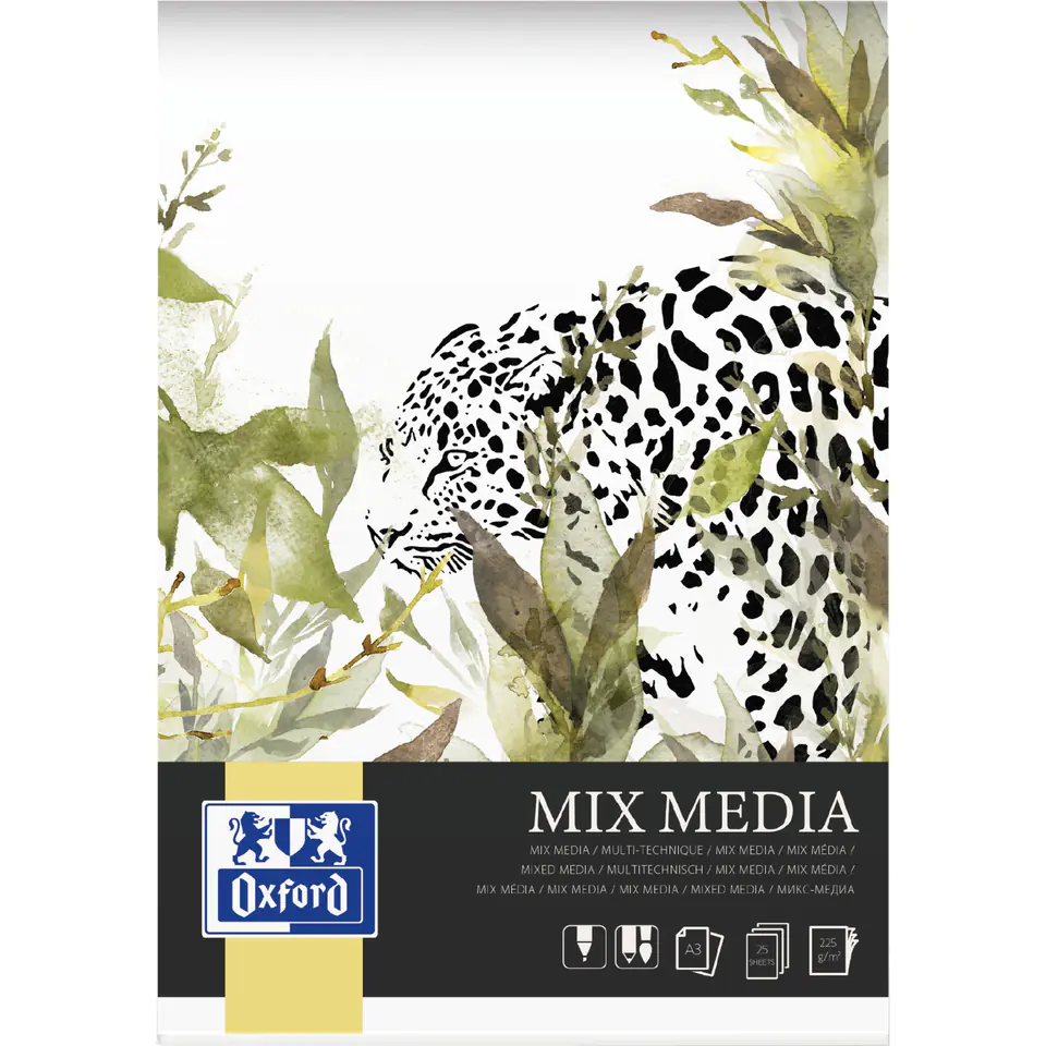 ⁨Blok malarski techniczny A3 MIX MEDIA 25 kartek 225g 400166124 OXFORD⁩ w sklepie Wasserman.eu