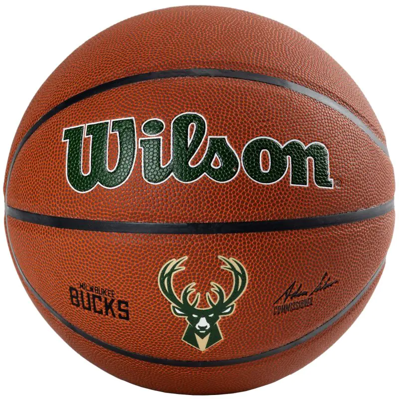 ⁨Piłka Wilson Team Alliance Milwaukee Bucks Ball WTB3100 (kolor Brązowy, rozmiar 7)⁩ w sklepie Wasserman.eu