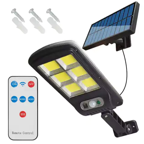 ⁨120 LED Outdoor Solar Lamp With PIR Motion & Dusk Sensor⁩ at Wasserman.eu