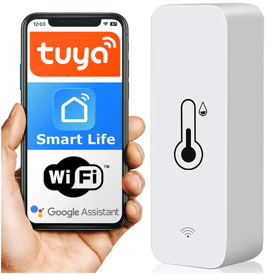 ⁨Inteligentny czujnik WiFi Alogy temperatury i wilgotności Tuya Smart Life Monitor termometr biały⁩ w sklepie Wasserman.eu