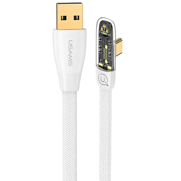 ⁨USAMS Kabel kątowy USB na USB-C PD 6A 66W Fast Charging Iceflake Series 1,2m biały/white SJ585USB02 (US-SJ585)⁩ w sklepie Wasserman.eu