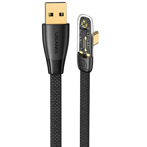 ⁨USAMS Kabel kątowy USB na USB-C PD 6A 66W Fast Charging Iceflake Series 1,2m czarny/black SJ585USB01 (US-SJ585)⁩ w sklepie Wasserman.eu