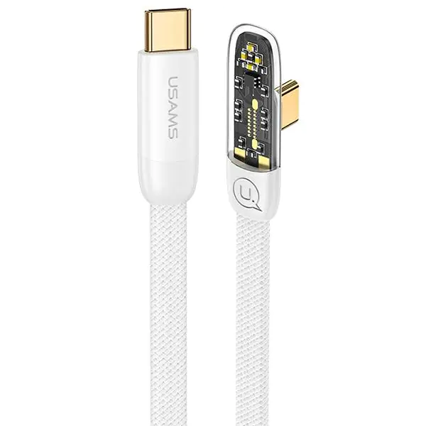 ⁨USAMS Kabel kątowy USB-C na USB-C PD 100W Fast Charging Iceflake Series 1,2m biały/white SJ584USB02 (US-SJ584)⁩ w sklepie Wasserman.eu