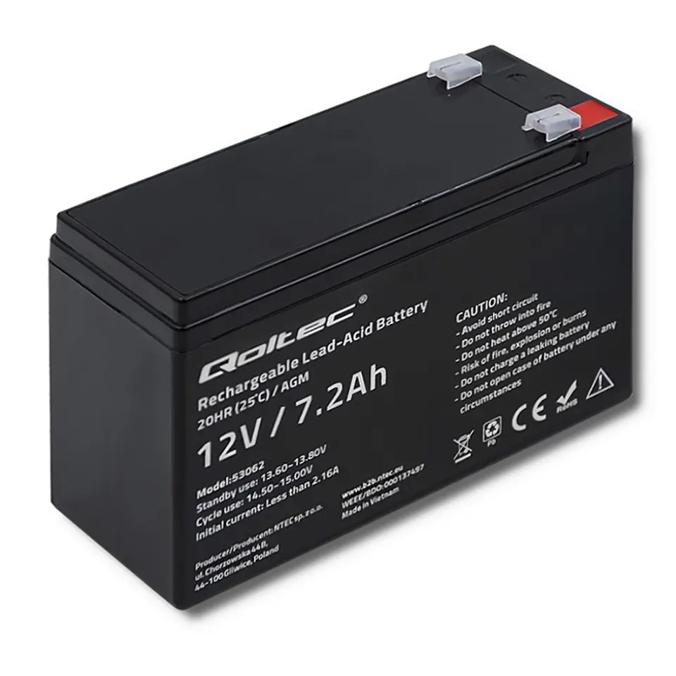 AGM battery 12V 7.2Ah, max. 108A at Wasserman.eu