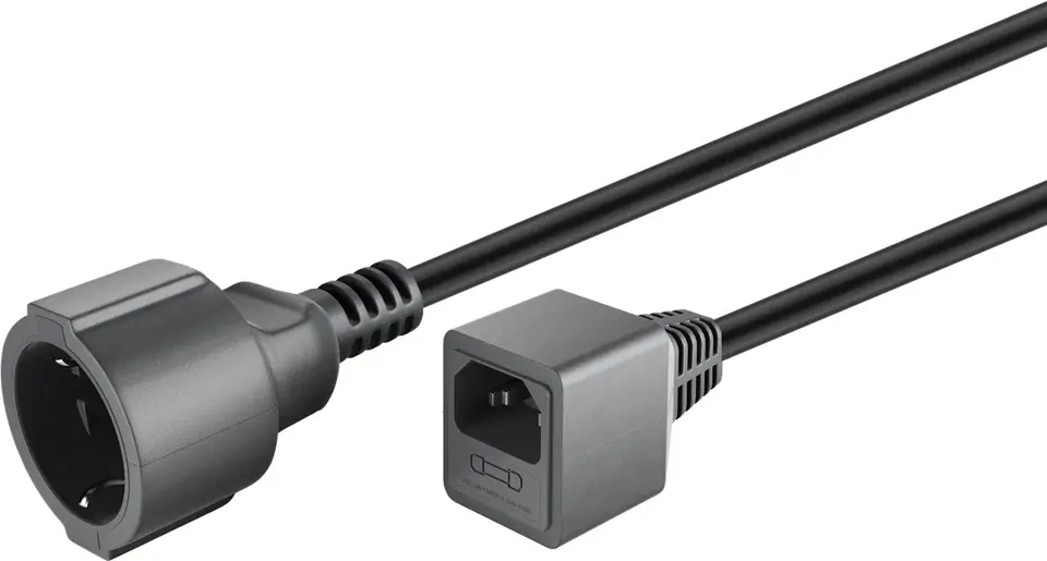 ⁨IEC C14 - Schuko UPS extension cable (type F, CEE 7/7) 0,2m 51476⁩ at Wasserman.eu