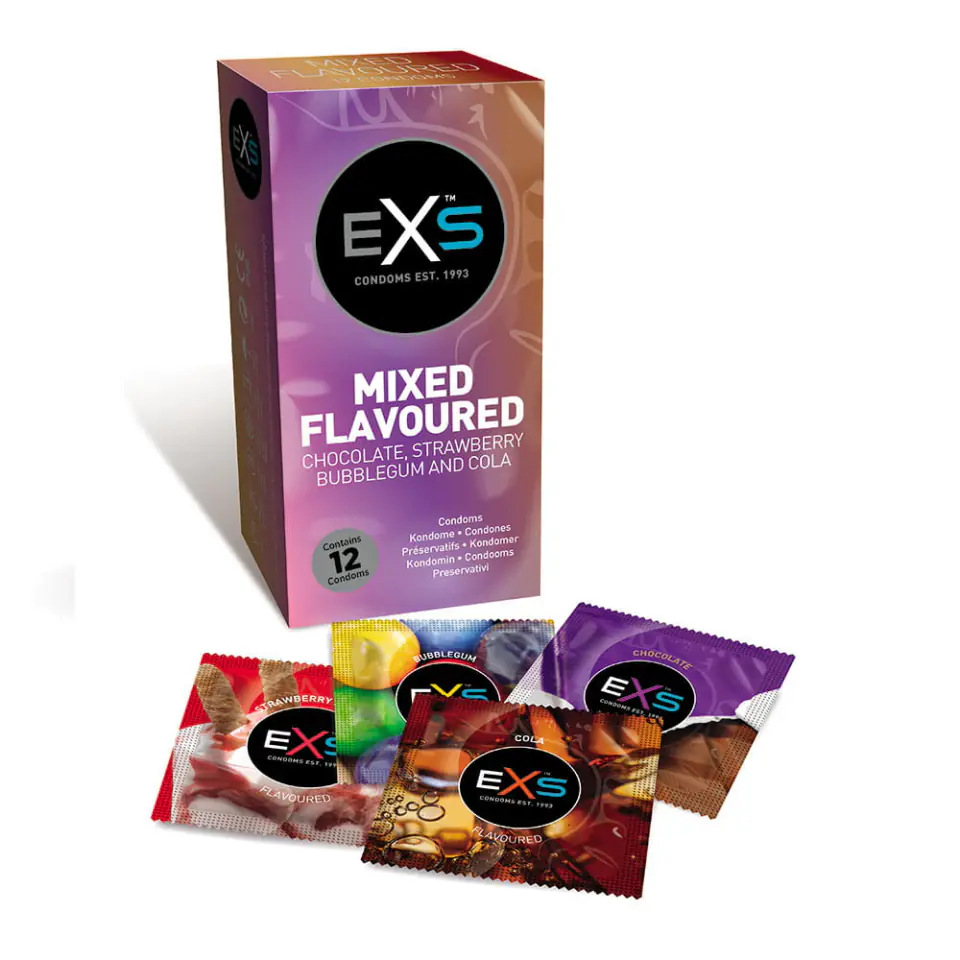 ⁨EXS Mixed Flavoured Condoms smakowe prezerwatywy 12szt.⁩ w sklepie Wasserman.eu