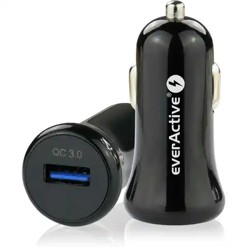 ⁨Ładowarka samochodowa EVERACTIVE USB 3.0 18W (CC-10)⁩ w sklepie Wasserman.eu