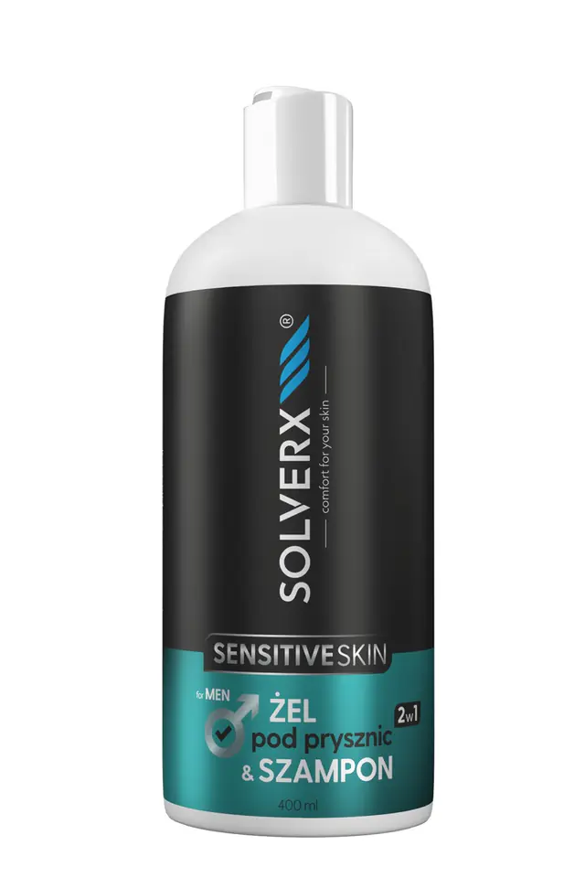 ⁨SOLVERX MEN SENSITIVE SKIN Żel & szampon 2w1 400m&⁩ w sklepie Wasserman.eu