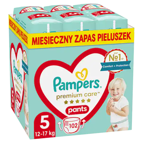 ⁨Pieluchy PAMPERS Premium PANTS MTH rozm 5 (12-17kg) 102szt⁩ w sklepie Wasserman.eu