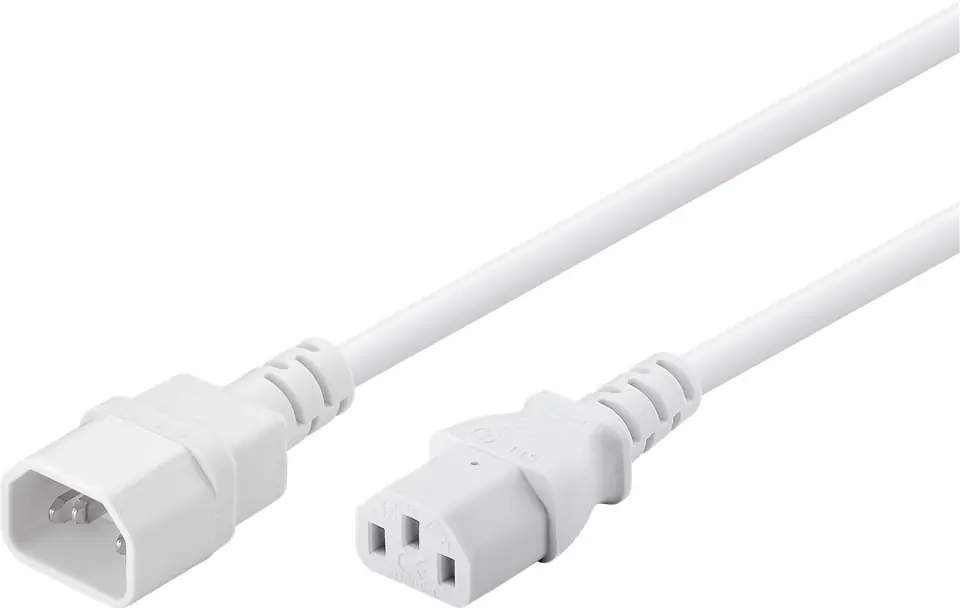 ⁨Kabel zasilający IEC C13 - C14 Goobay biały 1m⁩ w sklepie Wasserman.eu