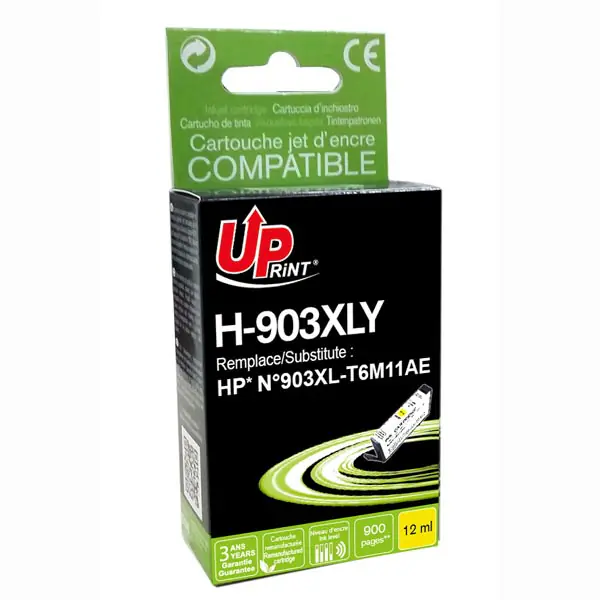 ⁨UPrint kompatybilny ink / tusz z T6M11AE,T6M12AE, HP 903XL, yellow, 900s, 12ml, high capacity⁩ w sklepie Wasserman.eu