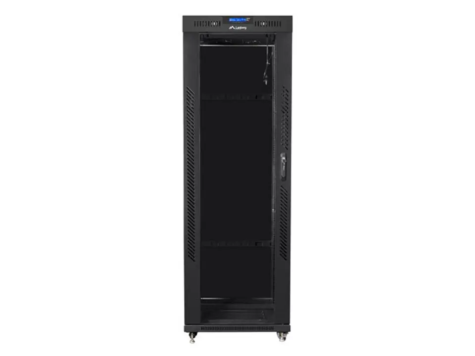 ⁨Floor standing rack cabinet 19 37u 600x800 black, lcd glass door (flat pack)⁩ at Wasserman.eu
