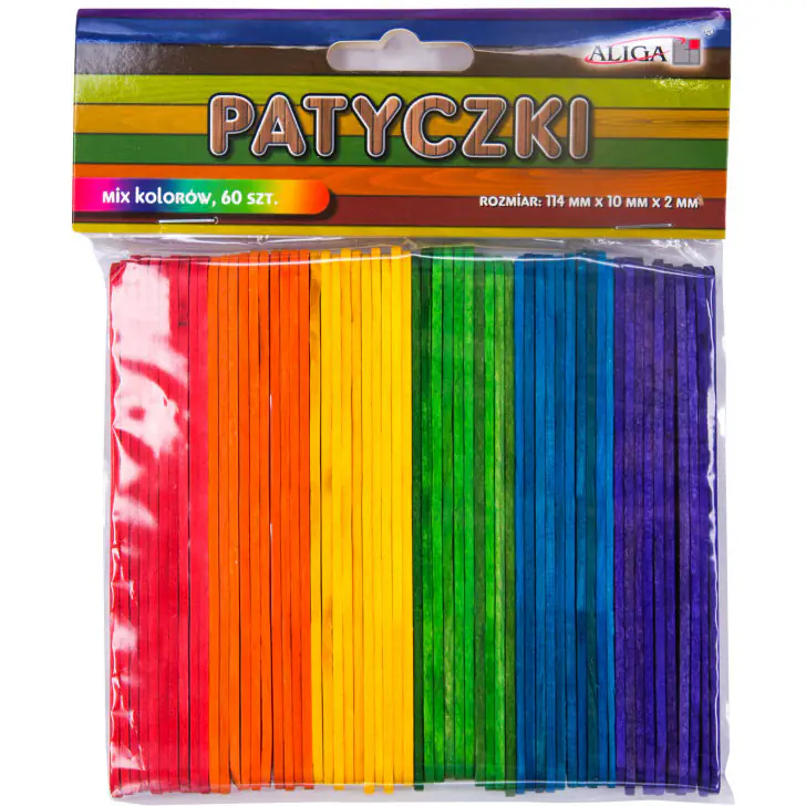⁨Patyczki 6 kolorów 114x 10x2mm (60szt.) ALIGA PK-3274⁩ w sklepie Wasserman.eu