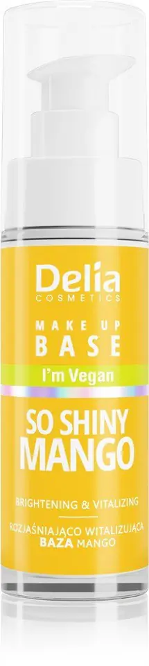 ⁨Delia Cosmetics Wegańska Rozjaśniająco-Witalizująca Baza pod makijaż So Shiny Mango 30ml⁩ w sklepie Wasserman.eu