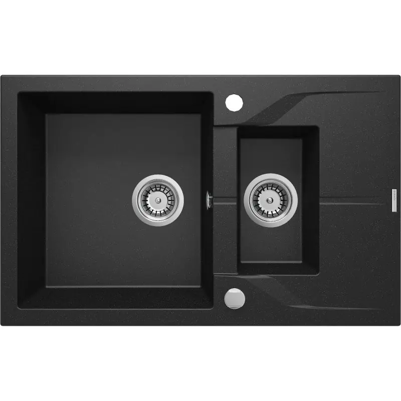1.5-BOWL GRANITE SINK WITH DRAINER DEANTE BLACK NERO MAT ANDANTE at Wasserman.eu