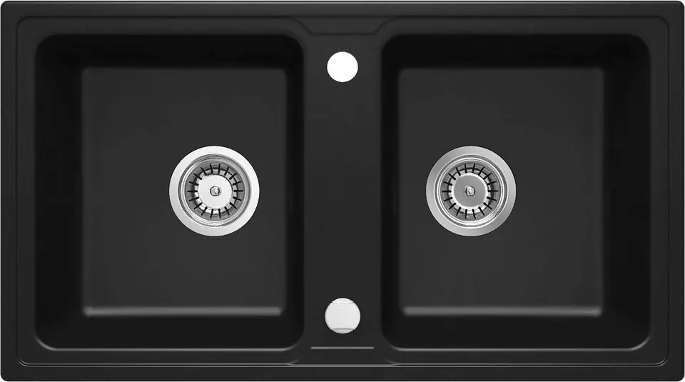 ⁨DEANTE 2-CHAMBER GRANITE SINK BLACK ZORBA⁩ at Wasserman.eu