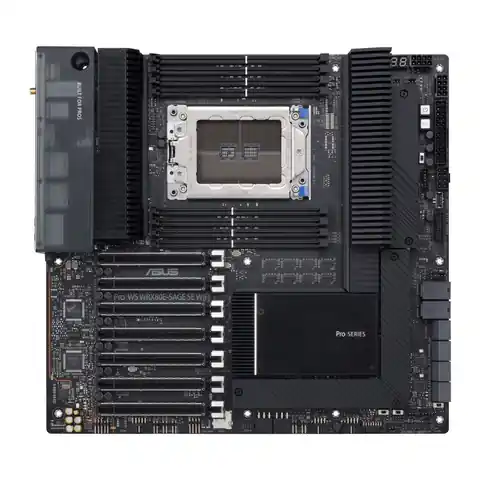 ⁨ASUS PRO WS WRX80E-SAGE SE WIFI AMD WRX80 Threadripper PRO, Intel I211-AT 2x2.5 Gb LAN, USB 3.2 Gen 2x2 Type-C port, 7 x PCIe 4.0 x16 slots, 3 x M.2 PCIe 4.0, ASMB9-iKVM, 2 x U.2 and 16 power stages,  E-ATX workstation⁩ w sklepie Wasserman.eu