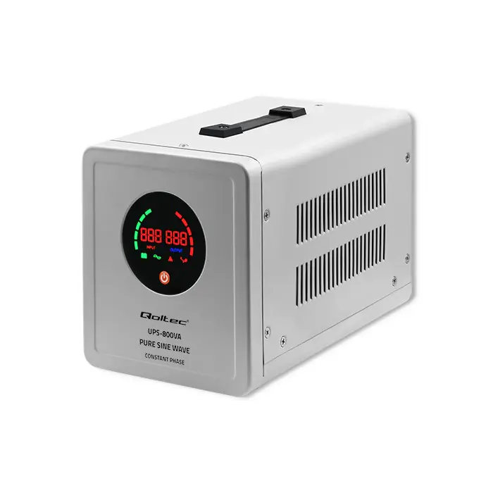⁨QOLTEC ZASILACZ AWARYJNY PURE SINE WAVE UPS | 800VA | 560W | STAŁA FAZA | SZARY⁩ w sklepie Wasserman.eu