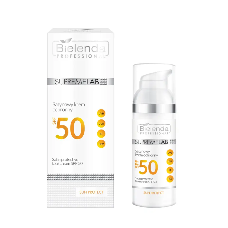 ⁨BIELENDA PROFESSIONAL SupremeLab Satin Protective Face Cream SPF50 satynowy krem ochronny do twarzy z filtrem SPF50 50ml⁩ w sklepie Wasserman.eu