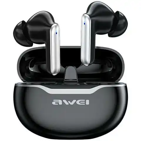 ⁨AWEI słuchawki Bluetooth 5.3 T50 TWS + stacja dokująca czarny/black⁩ w sklepie Wasserman.eu