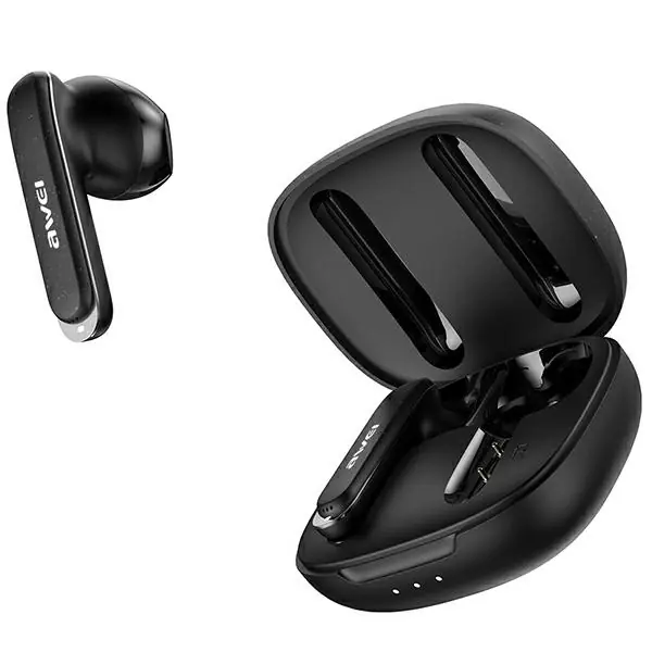 ⁨AWEI słuchawki Bluetooth 5.3 T66 TWS + stacja dokująca czarny/black⁩ w sklepie Wasserman.eu