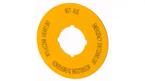 ⁨Tabliczka opisowa żółta okrągła fi60mm /WYŁĄCZNIK AWARYJNY/ M22-XBK5 167639⁩ w sklepie Wasserman.eu