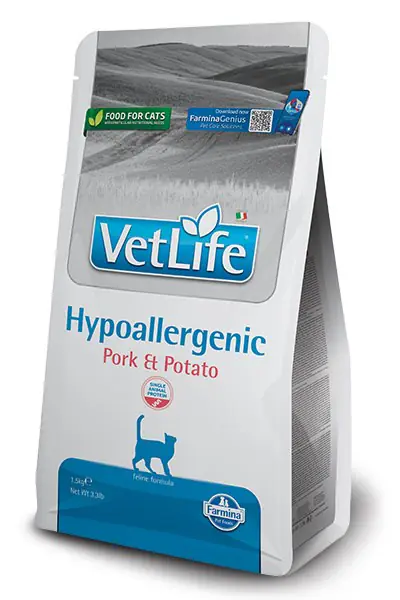 ⁨FARMINA VET LIFE NAT CAT HYPO PORK POTATO ADULT 1,5kg⁩ at Wasserman.eu