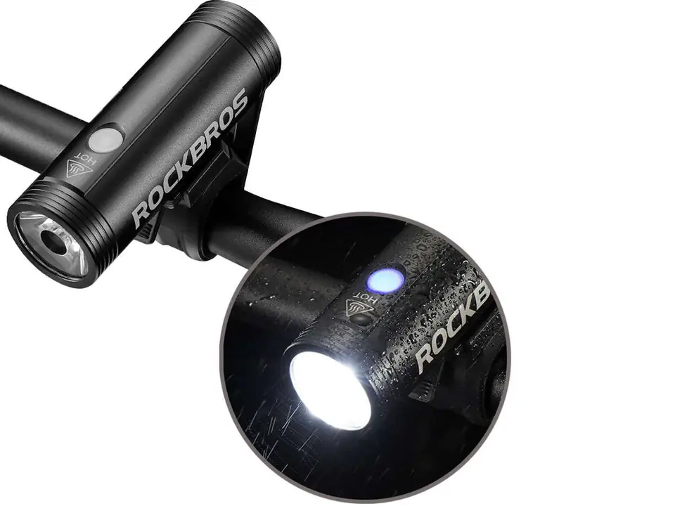 ⁨Wodoodporna Lampka rowerowa RockBros R1-400 światło Czarna⁩ w sklepie Wasserman.eu