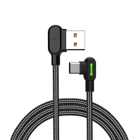 ⁨Kabel USB do USB-C kątowy Mcdodo CA-5280 LED, 1.2m (czarny)⁩ w sklepie Wasserman.eu