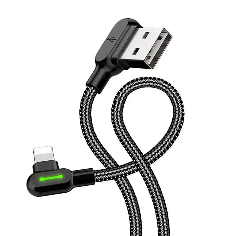 ⁨Kabel USB do Lightning kątowy Mcdodo CA-4674 LED, 0.5m (czarny)⁩ w sklepie Wasserman.eu