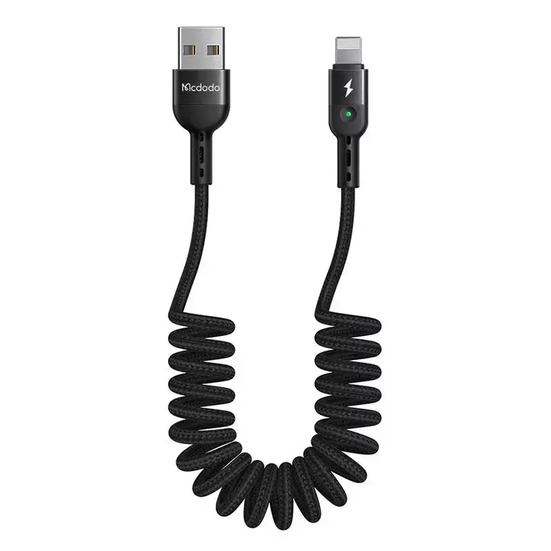 ⁨Kabel USB do Lightning, Mcdodo CA-6410, sprężynowy, 1.8m (czarny)⁩ w sklepie Wasserman.eu