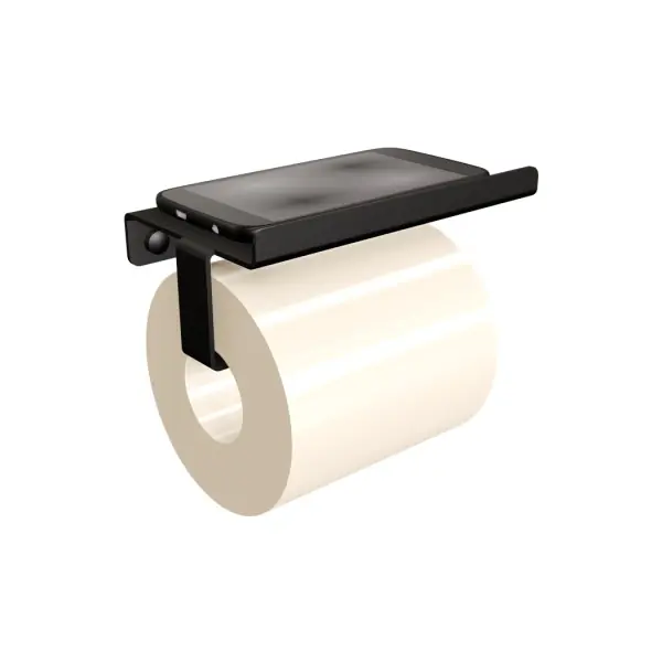 ⁨Uchwyt na papier toaletowy z półką czarny TECHNIC⁩ w sklepie Wasserman.eu