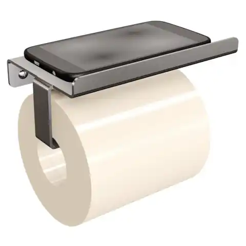⁨Uchwyt na papier toaletowy z półką TECHNIC stal nierdzewna polerowana⁩ w sklepie Wasserman.eu
