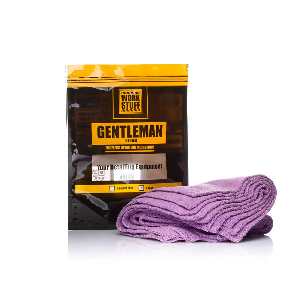 ⁨Work Stuff Gentleman Basic 5-pack - zestaw 5 sztuk fioletowych mikrofibr bezkrawędziowych 40x40cm 350gsm⁩ w sklepie Wasserman.eu
