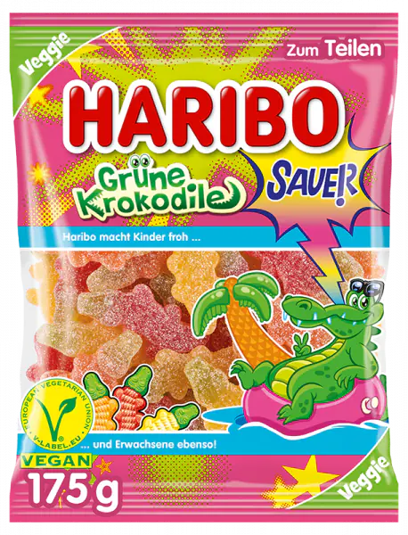 ⁨Haribo Grüne Krokodile Żelki Vege 175 g⁩ w sklepie Wasserman.eu