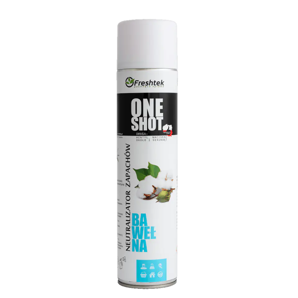 ⁨Freshtek One Shot Bawełna 600ml - neutralizator zapachów⁩ w sklepie Wasserman.eu