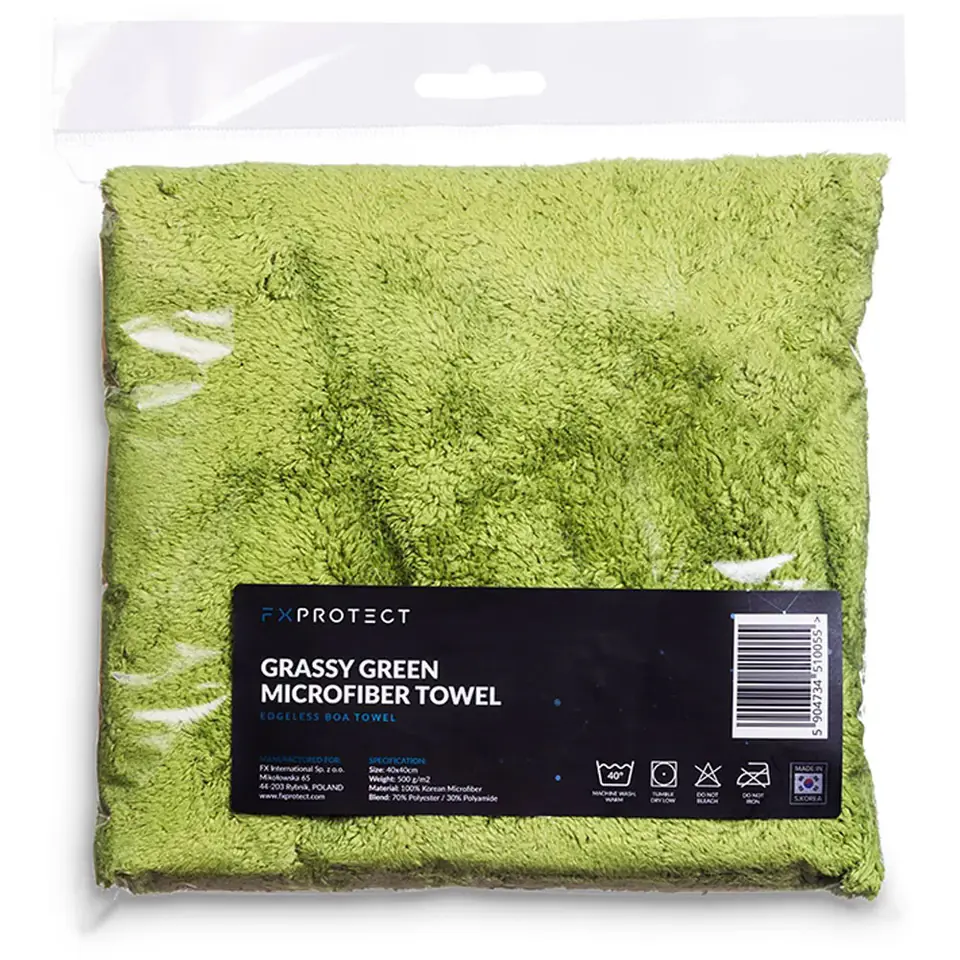 ⁨FX Protect Mikrofibra Grassy Green Boa 40x40 - mikrofibra bezkrawędziowa⁩ w sklepie Wasserman.eu