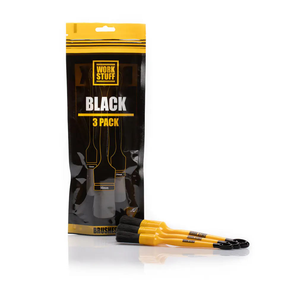 ⁨Work Stuff Detailing Brush Black 3 pack - zestaw pędzelków detailingowych⁩ w sklepie Wasserman.eu