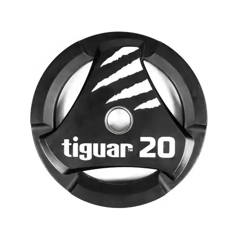 ⁨Talerz olimpijski tiguar PU 20 kg TI (kolor Czarny)⁩ w sklepie Wasserman.eu