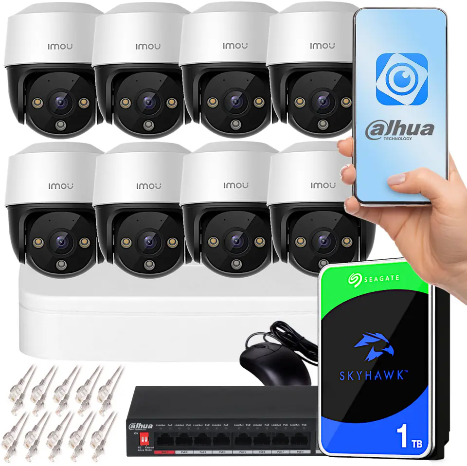 ⁨Zestaw monitoringu Imou 8 kamer obrotowych 4MPx PoE⁩ w sklepie Wasserman.eu