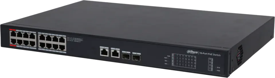 ⁨Dahua Technology PoE PFS3220-16GT-240 network switch Unmanaged L2 Gigabit Ethernet (10/100/1000) Power over Ethernet (PoE) Black⁩ at Wasserman.eu