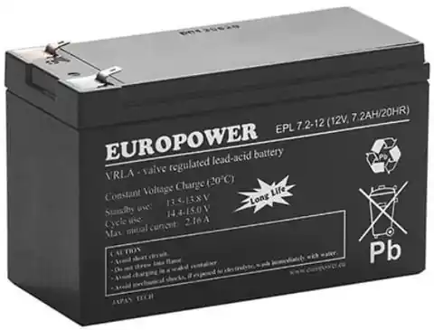 ⁨AGM battery EUROPOWER EPL series 12V 7.2Ah T1⁩ at Wasserman.eu
