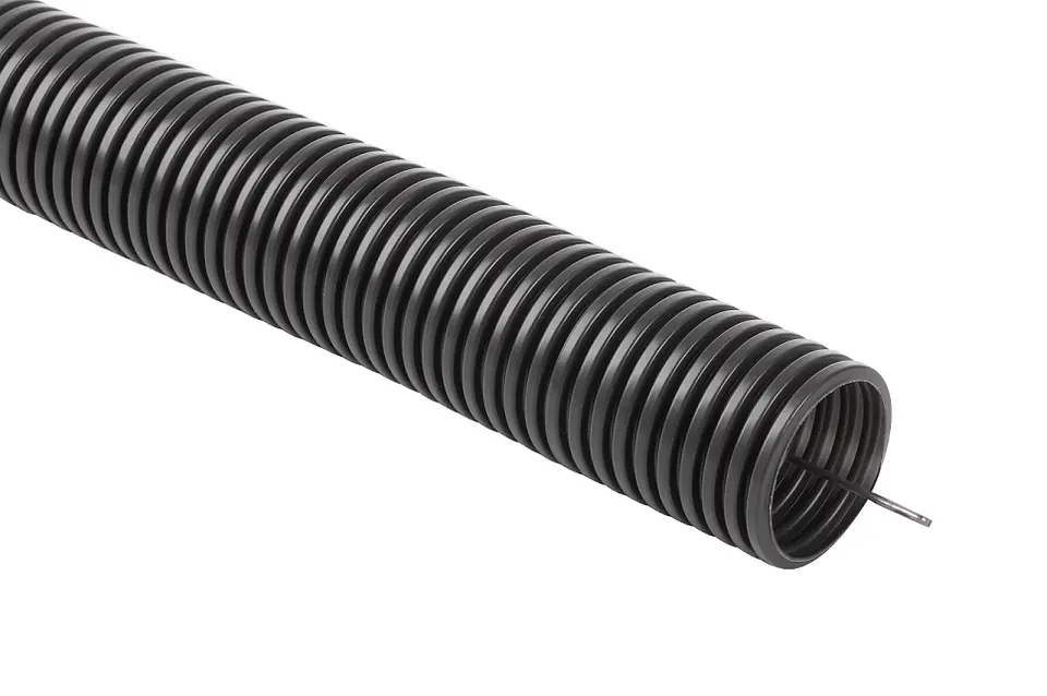 ⁨Corrugated flexible installation pipe, PVC, UV, 320N conduit with remote control 50/43 25m⁩ at Wasserman.eu